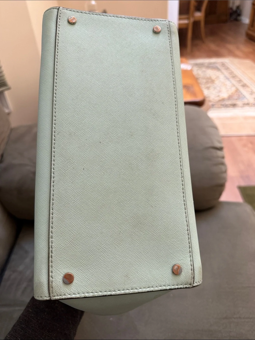 kate spade Mint, White & Navy Saffiano Satchel